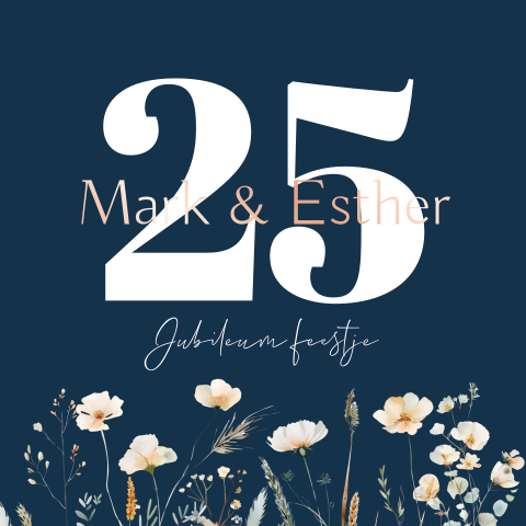 25 Jaar Jubileum Uitnodiging - bloemen