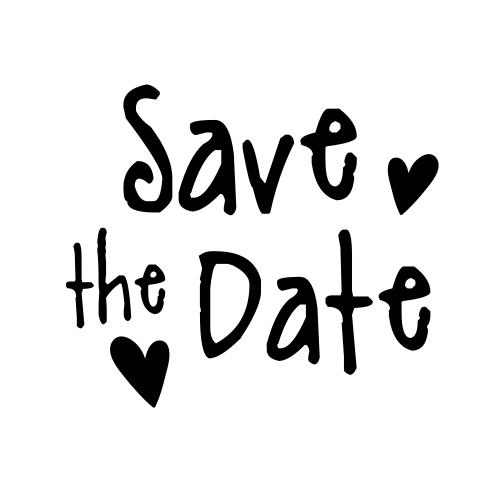 Save the Date Sluitzegel met Stijlvolle Scriptletter en Twee Liefdevolle Hartjes