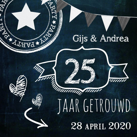 Feestelijke uitnodiging met krijtbord look