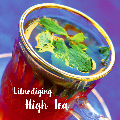 Uitnodiging voor een high tea met muntthee foto