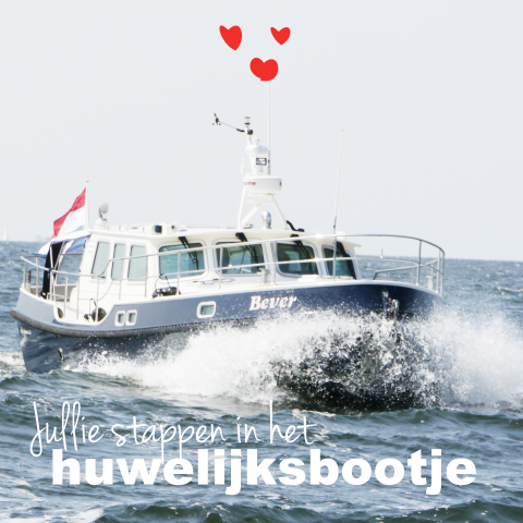 Zakelijke wenskaart - Met huwelijksbootje