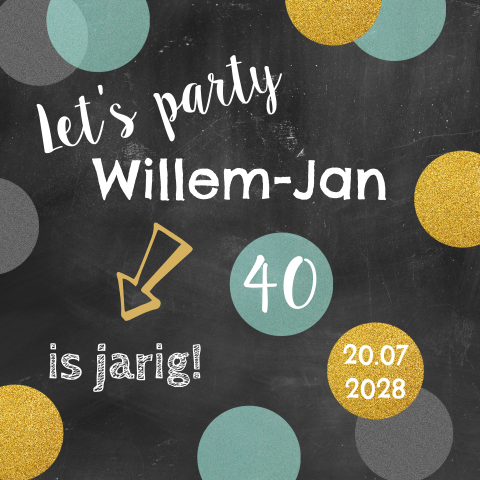 Uitnodiging 40 jaar verjaardag met feestelijke confetti