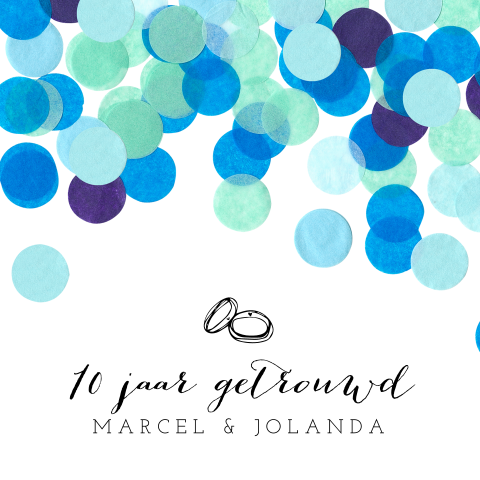 Uitnodiging 10 jaar getrouwd met confetti