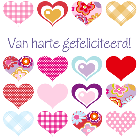 Vrolijk felicitatiekaartje met grappige hartjes