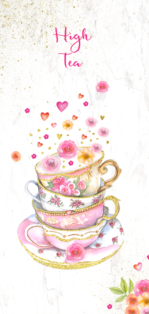 Uitnodiging High Tea met theekopjes
