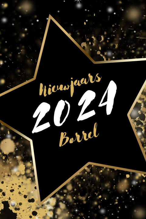 Uitnodiging voor een nieuwjaarsborrel met goudkleurige ster
