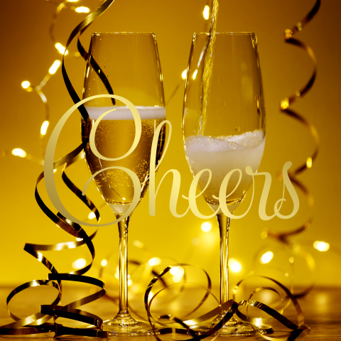Cheerst Happy New Year met echte goudfolie