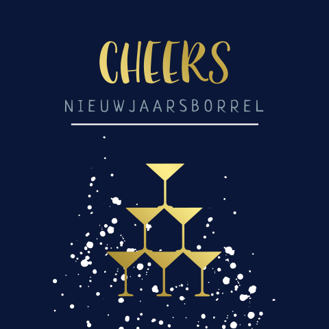 Uitnodiging nieuwjaarsborrel met champagnetoren