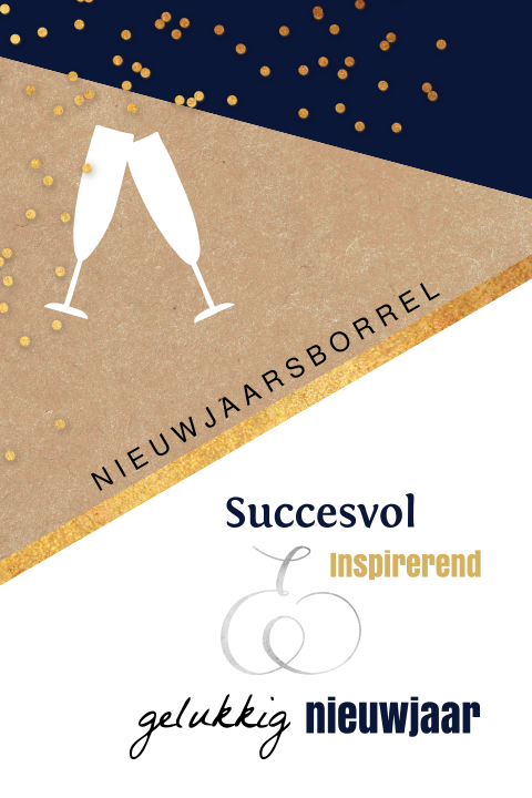 Uitnodiging nieuwjaarsborrel met vlakken en goudlook