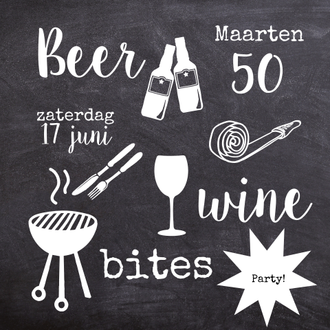 Uitnodiging 50 jaar verjaardag in zwart wit stijl
