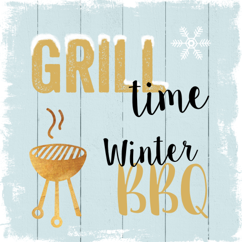 Winter bbq uitnodiging met gouden elementjes