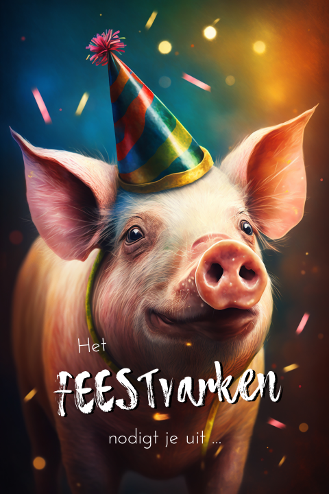 Super leuke uitnodiging voor een FEESTvarken