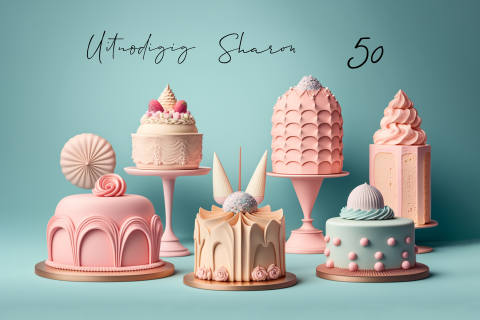 Retro uitnodiging pastel taartjes