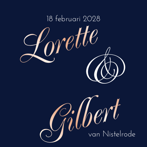 Stijlvolle huwelijksuitnodiging met sierlijke typografie