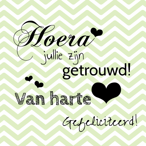 Hoera getrouwd  - Hippe Kaart met hartjes