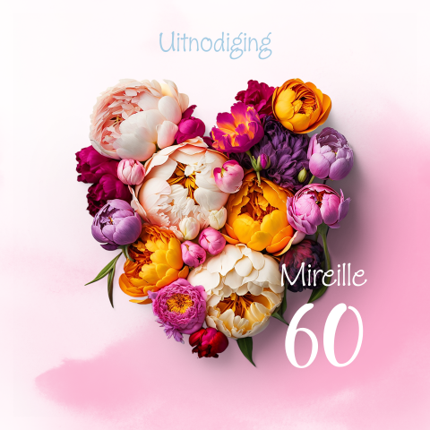 Uitnodiging verjaardag 60 bloemenhart