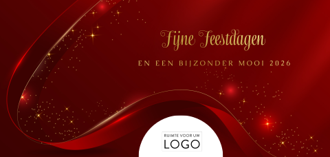 Zakelijke kerstkaart rood en goud – stijlvolle nieuwjaarswens 2026