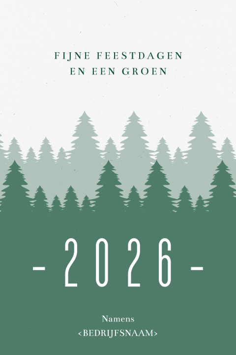 Duurzame kerstkaart met groene kerstbomen