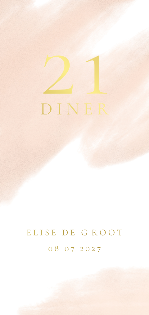 Uitnodiging voor 21 diner met abstracte verfvlekken