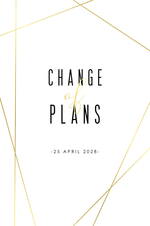 Witte change the date kaart met goudfolie lijnen