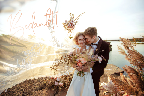 Bedankkaart met grote foto en rosegoudfolie