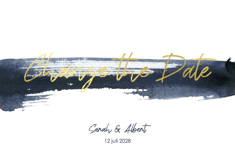Change the date kaart blauwe verf en goudfolie