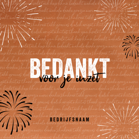 Roestbruine kerstkaart met bedankt in diverse talen