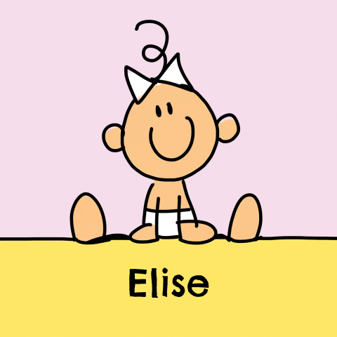 Getekend geboortekaartje lief baby meisje met strikje