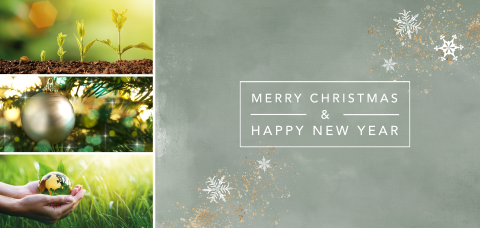 Zachtgroene kerstkaart eco foto's met spetters