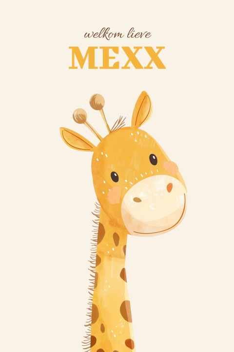 Geboortekaartje met giraffe