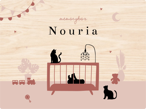 Memorybox baby meisje in wieg met twee katten