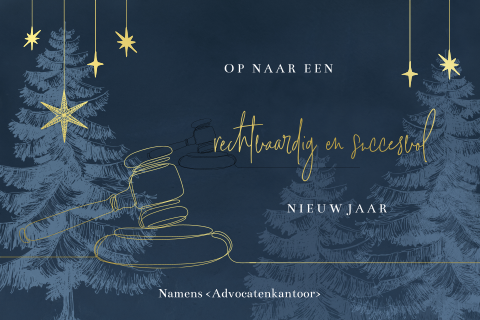 Kerstkaart voor advocaten en juristen met rechterhamer