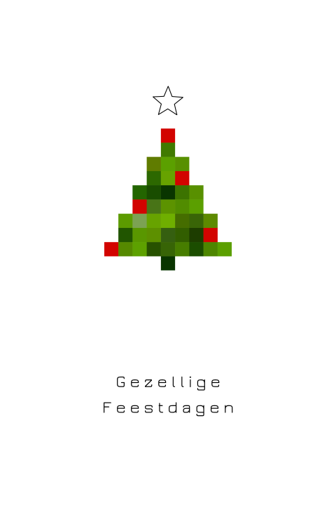 Strakke kerstkaart met pixel kerstboom