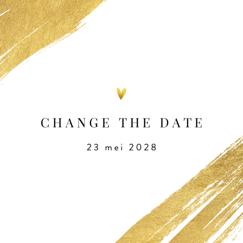 Klassieke change our date met gouden verfstreken