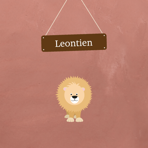 Stoer roze geboortekaartje met leeuw voor een meisje