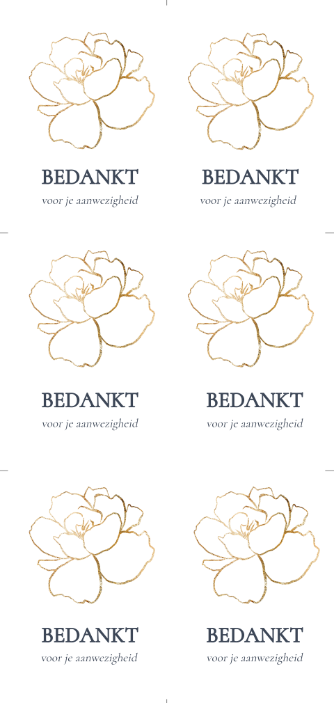 DIY bedank labels met gouden bloemen