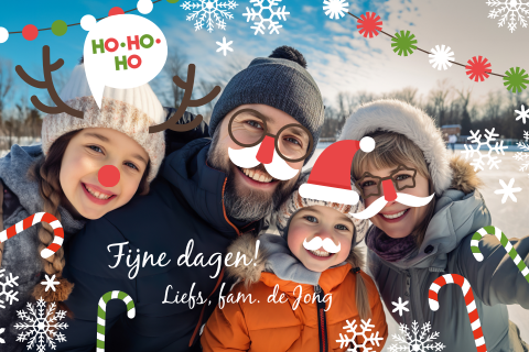 Foto kerstkaart met grappige verkleed elementen
