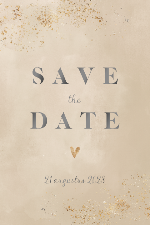 Beige save the datekaart met goudkleurige spetters