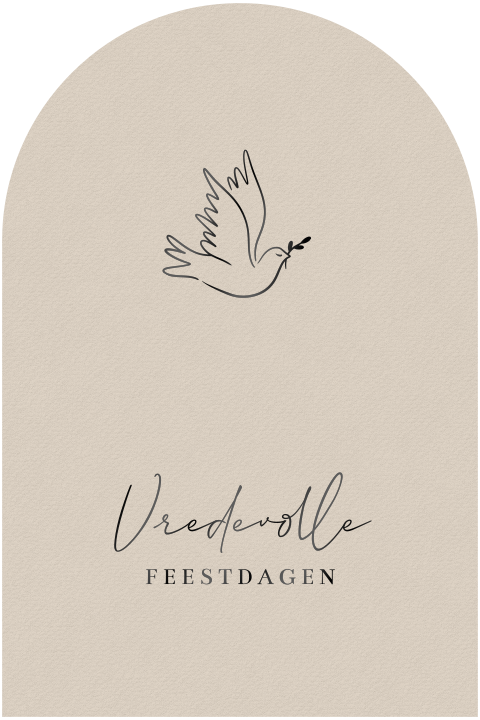 Beige kerstkaart met hoogglans vredesduif
