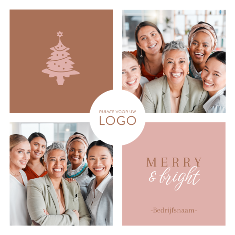 Kerstkaart met vierkante indeling voor eigen foto's en logo