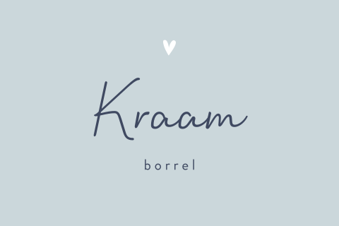 Blauw kraamkaartje met wit hartje voor een jongen