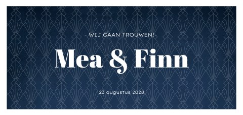 Trouwkaart Roaring Twenties met blauw patroon