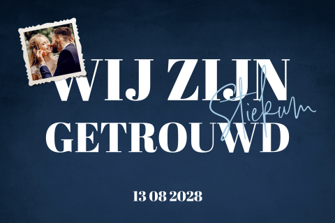 Wij zijn stiekum getrouwd kaart met stoere typografie