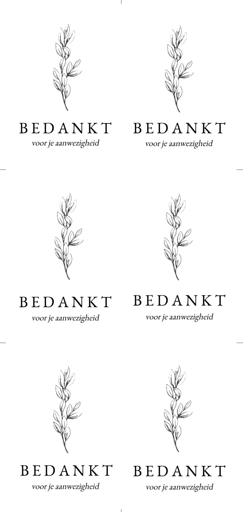 DIY bedank labels met getekende bladeren