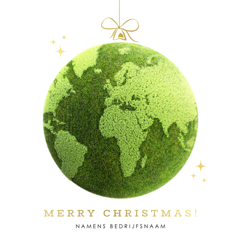 Kerstkaart kerstbal met groene wereldbol