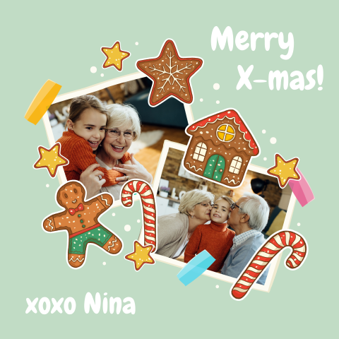 Kleurrijke kerstkaart met fotokaders