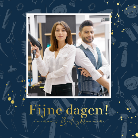 Goudfolie kerstkaart voor kapsalon