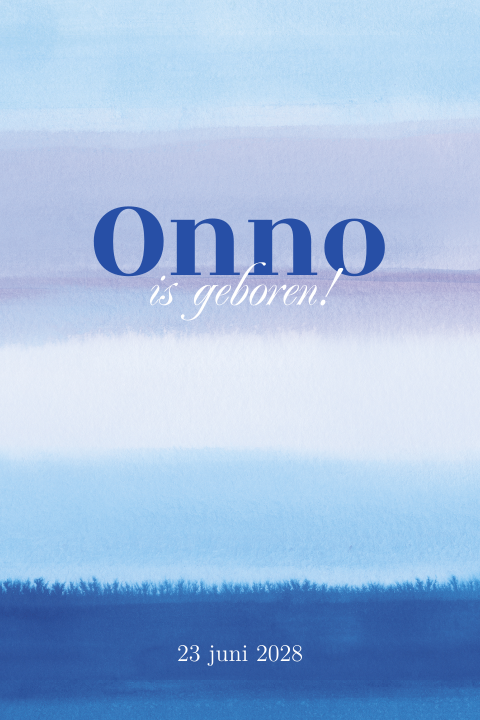 Geboortekaartje colorblocking in blauw en paars
