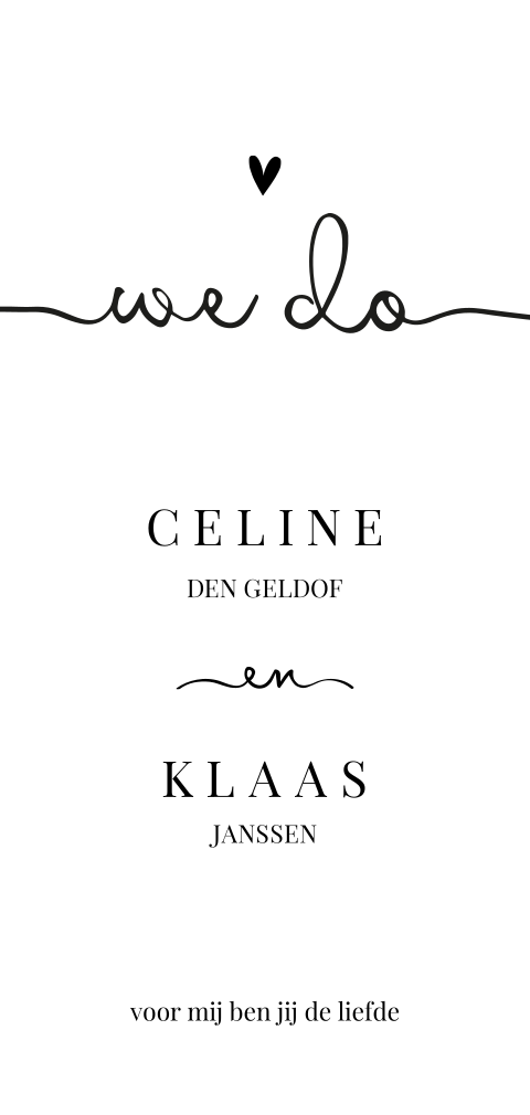 Eco trouwkaart tekst we do in sierlijke typografie