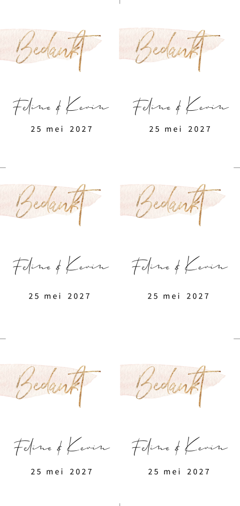 DIY bedank labels blush en gouden spetters